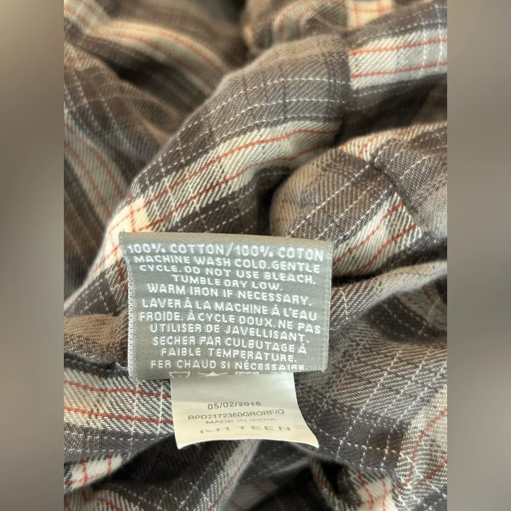 Restoration Hardware RH Teen Reed Plaid Gray Orange Duvet Cover Full/Queen
